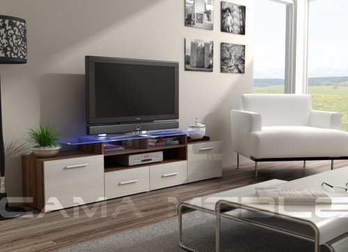 Тумба ТВ EVORA RTV Сama слива / белый глянец